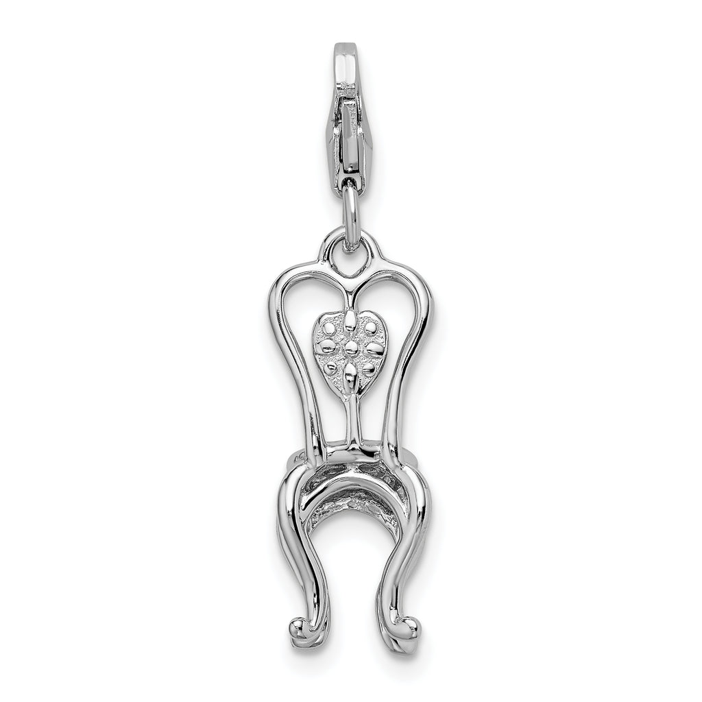 Enameled Chair with Heart Charm in Sterling Silver