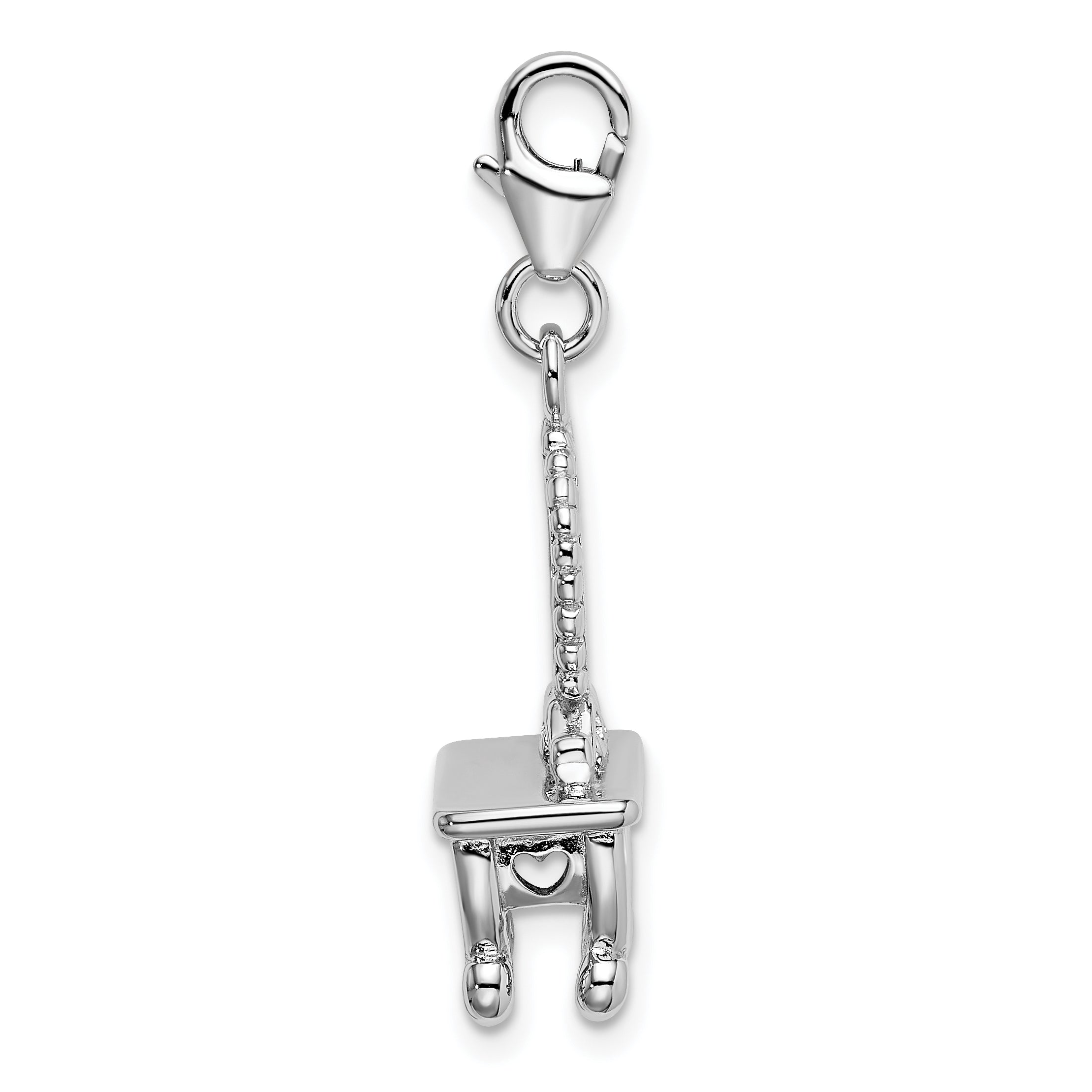 Amore La Vita Sterling Silver Rhodium-plated Polished 3-D Vanity Charm with Fancy Lobster Clasp Secondary image