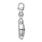 Amore La Vita Sterling Silver Rhodium-plated Polished 3-D Alarm Clock Charm with Fancy Lobster Clasp