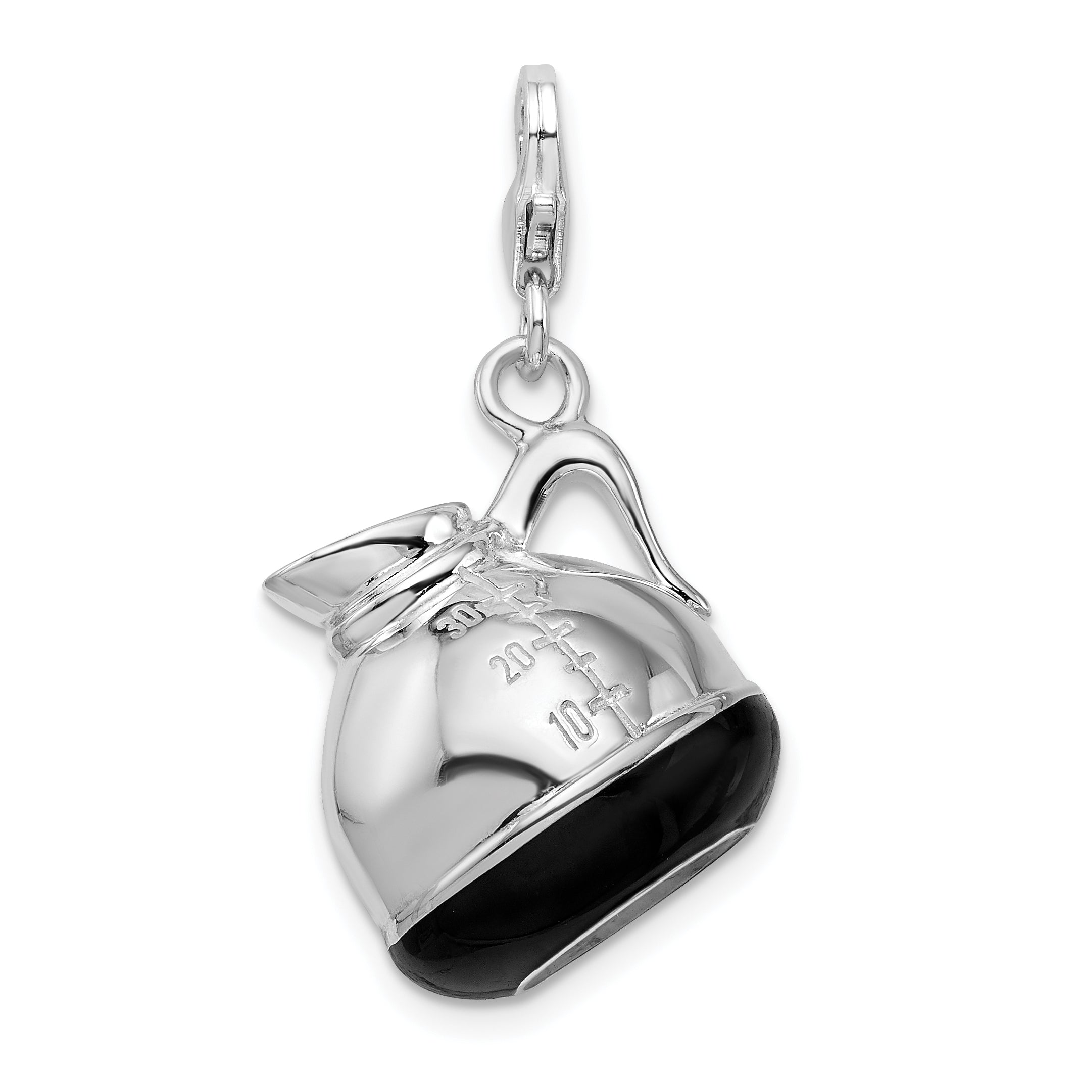 Amore La Vita Sterling Silver Rhodium-plated Polished 3-D Enameled Coffee Pot Charm with Fancy Lobster Clasp Main image