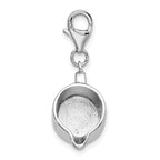Amore La Vita Sterling Silver Rhodium-plated Polished 3-D Measuring Cup Charm with Fancy Lobster Clasp