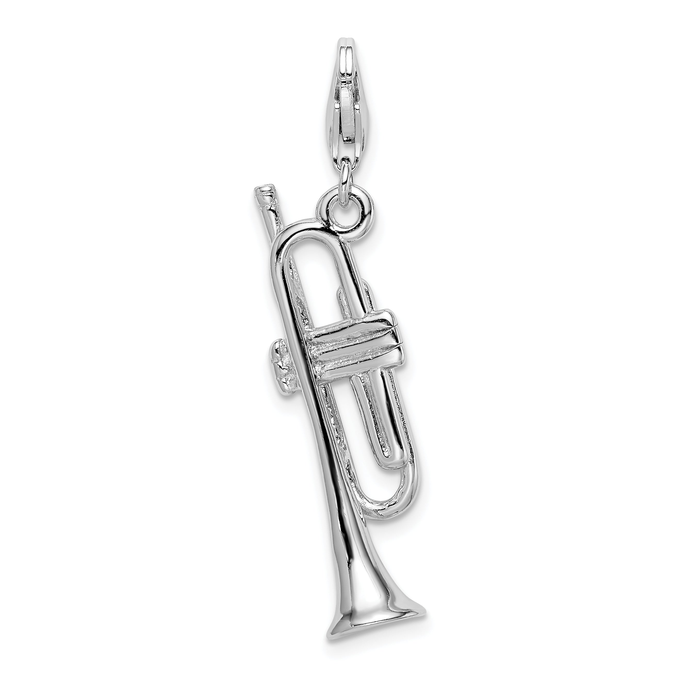Amore La Vita Sterling Silver Rhodium-plated Polished 3-D Trumpet Charm with Fancy Lobster Clasp Main image