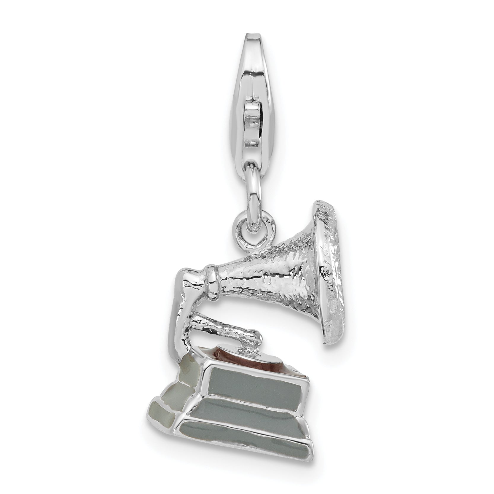 Sterling Silver 3-D Polished Phonograph w/Lobster Clasp Charm Secondary image