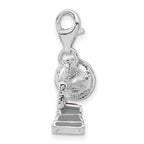Sterling Silver 3-D Polished Phonograph w/Lobster Clasp Charm