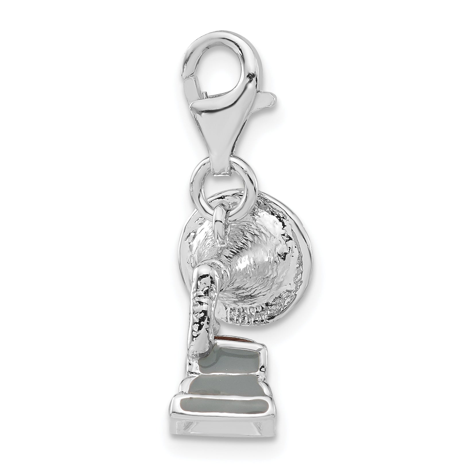 Sterling Silver 3-D Polished Phonograph w/Lobster Clasp Charm