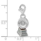 Sterling Silver 3-D Polished Phonograph w/Lobster Clasp Charm