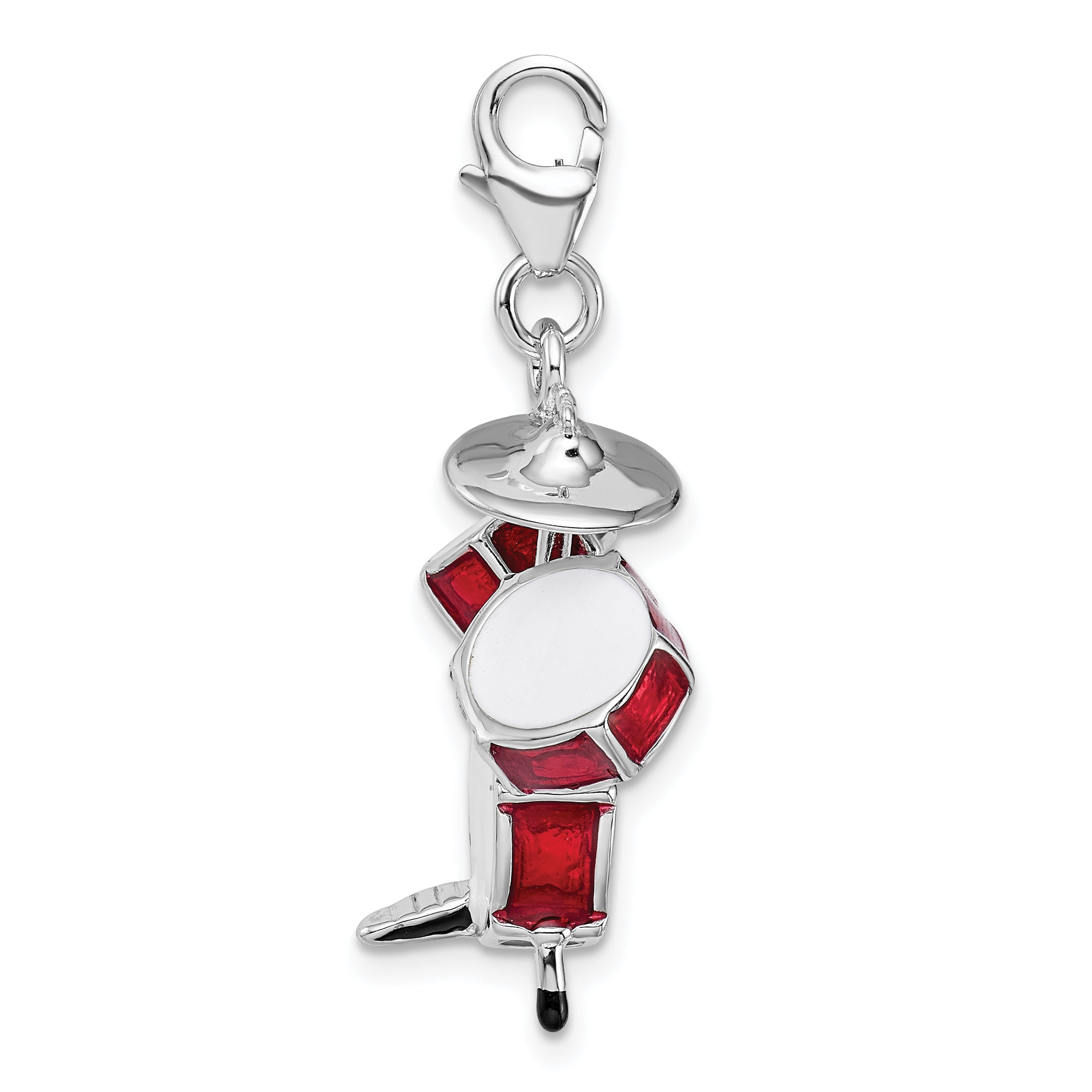 Amore La Vita Sterling Silver Rhodium-plated Polished 3-D Enameled Drum Set Charm with Fancy Lobster Clasp Secondary image