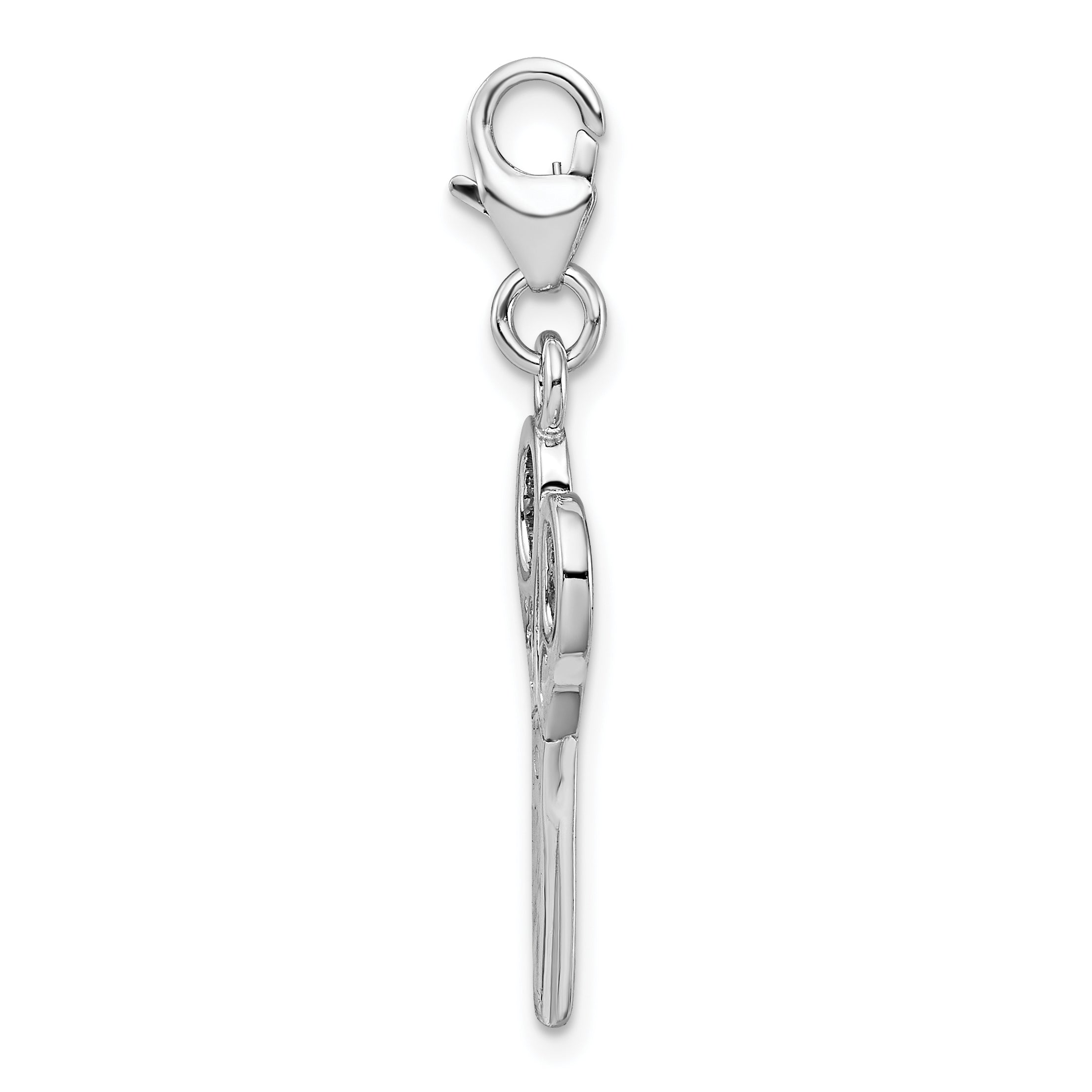 Amore La Vita Sterling Silver Rhodium-plated Polished 3-D Scissors Charm with Fancy Lobster Clasp Secondary image