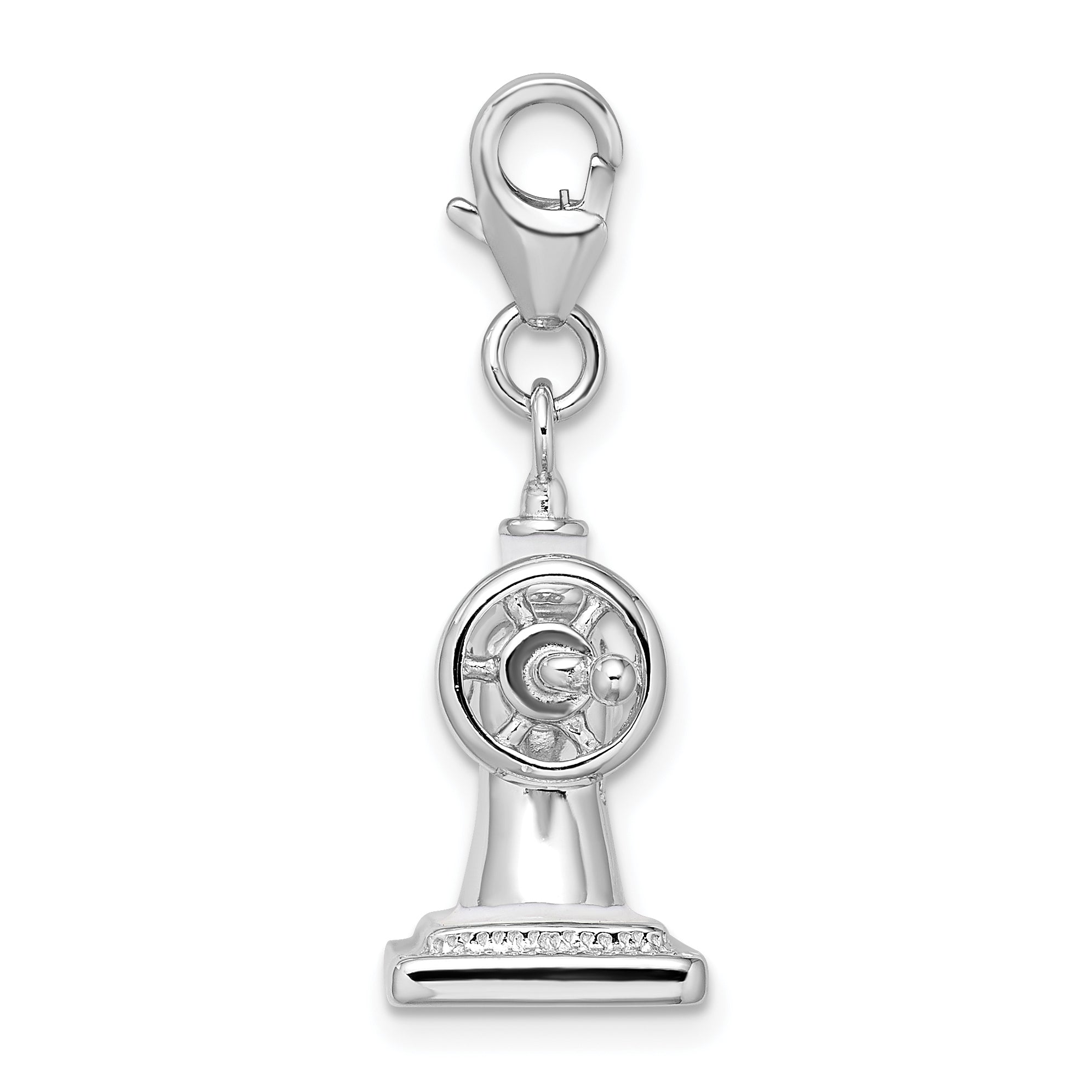 Amore La Vita Sterling Silver Rhodium-plated Polished 3-D Enameled Sewing Machine Charm with Fancy Lobster Clasp Secondary image