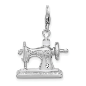 Enameled Sewing Machine Charm in Sterling Silver with Lobster Clasp - Sophia Jewelers