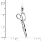 Amore La Vita Sterling Silver Rhodium-plated Polished 3-D Movable Scissors Charm with Fancy Lobster Clasp