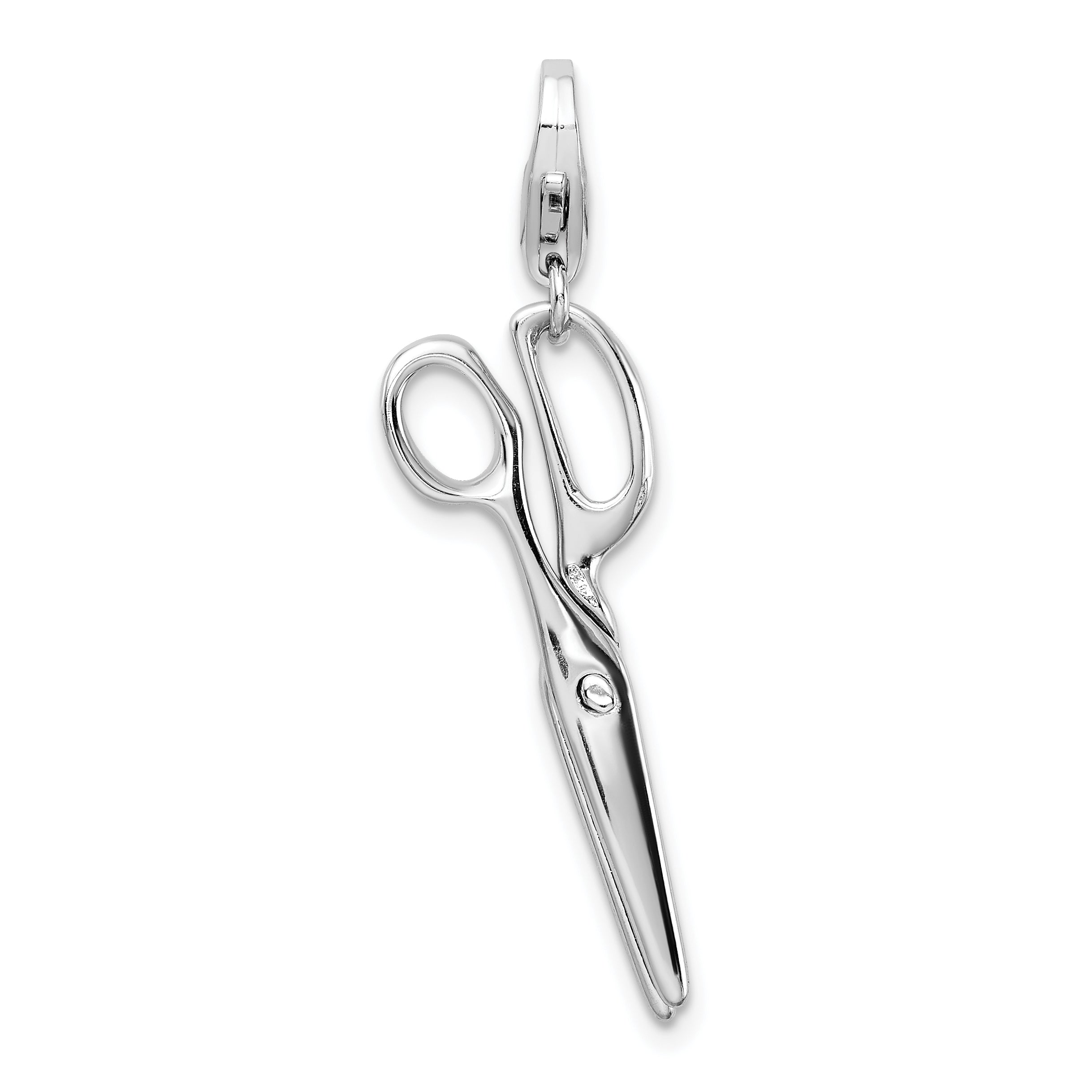 Amore La Vita Sterling Silver Rhodium-plated Polished 3-D Movable Scissors Charm with Fancy Lobster Clasp Main image
