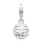 Amore La Vita Sterling Silver Rhodium-plated Polished 3-D Enameled Volleyball Charm with Fancy Lobster Clasp