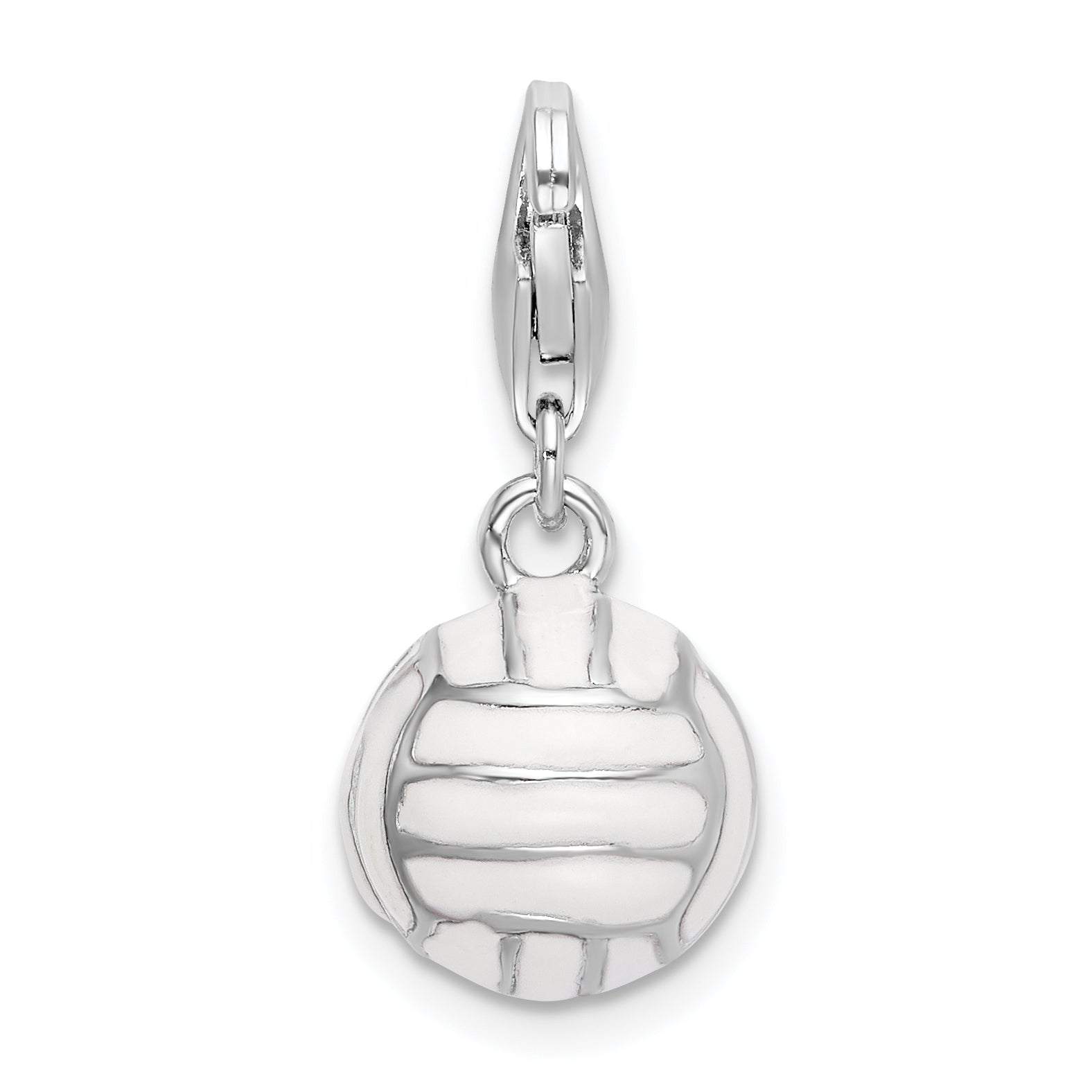 Amore La Vita Sterling Silver Rhodium-plated Polished 3-D Enameled Volleyball Charm with Fancy Lobster Clasp Main image