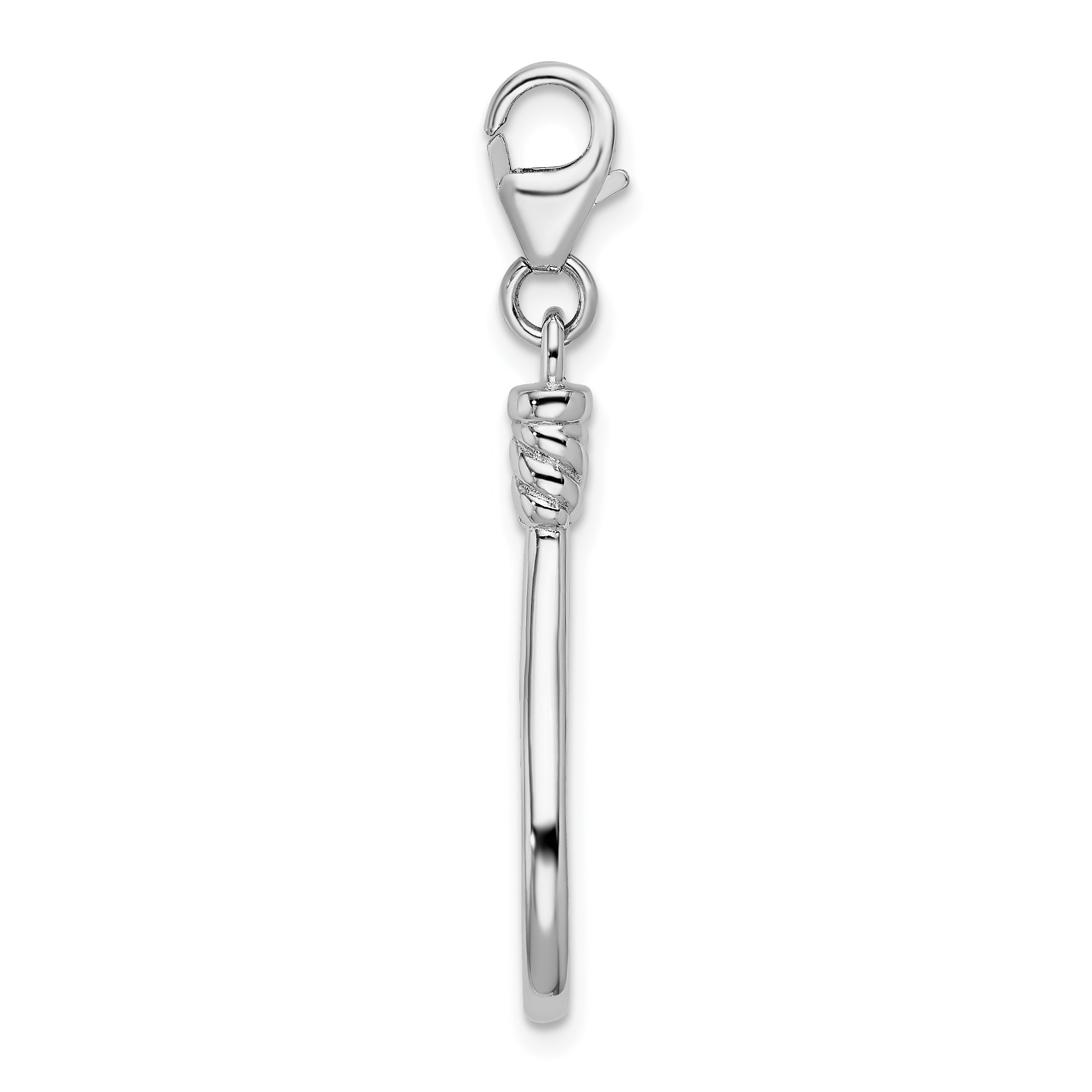 Amore La Vita Sterling Silver Rhodium-plated Polished 3-D Polished Tennis Racquet Charm with Fancy Lobster Clasp Secondary image