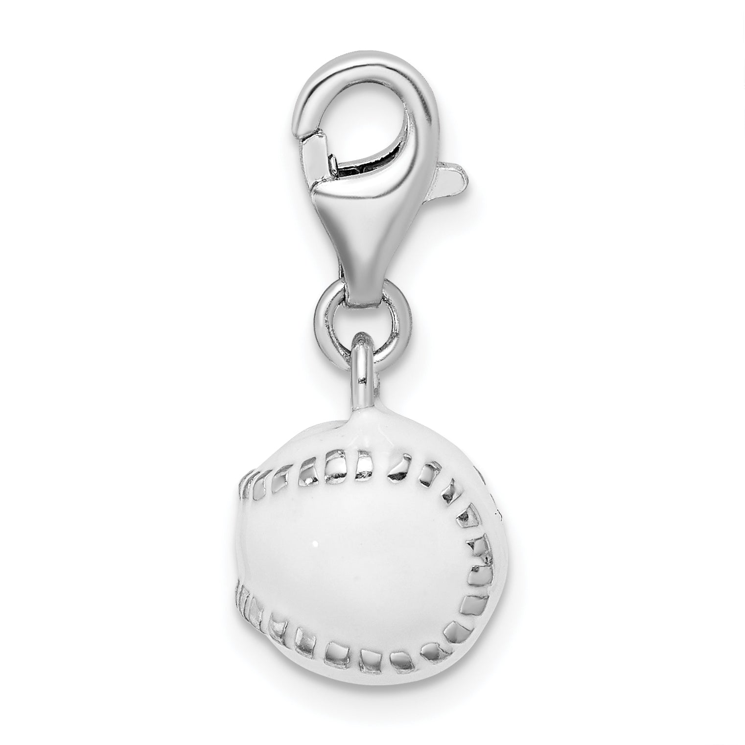 Amore La Vita Sterling Silver Rhodium-plated Polished 3-D Polished and Enameled Baseball Charm with Fancy Lobster Clasp Secondary image
