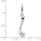 Amore La Vita Sterling Silver Rhodium-plated Polished 3-D Freshwater Cultured Pearl Golf Club Charm with Fancy Lobster Clasp