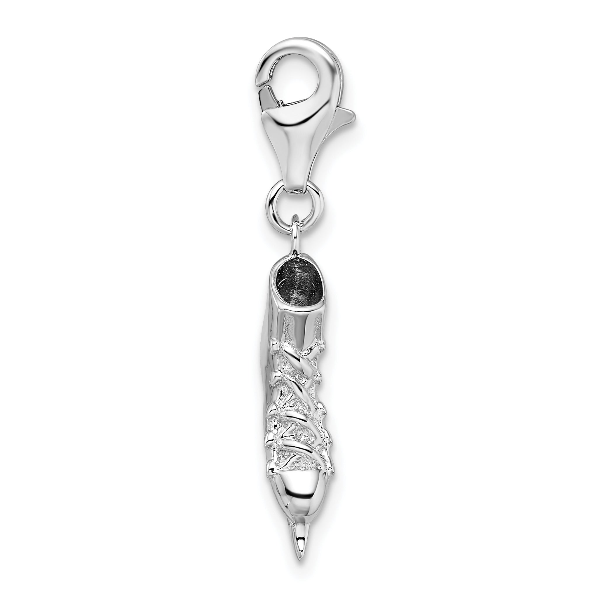 Amore La Vita Sterling Silver Rhodium-plated Polished 3-D Ice Skate Charm with Fancy Lobster Clasp Secondary image