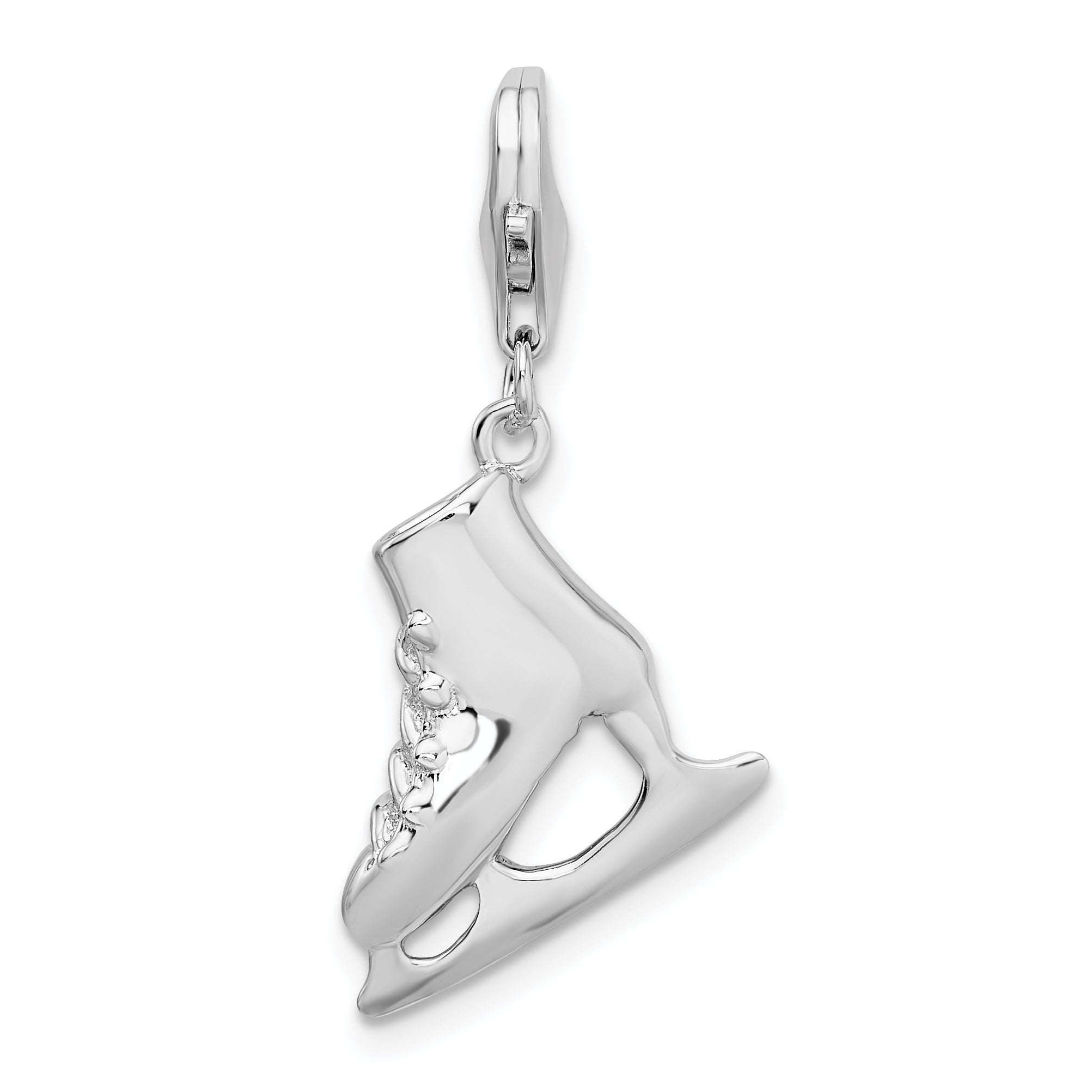 Amore La Vita Sterling Silver Rhodium-plated Polished 3-D Ice Skate Charm with Fancy Lobster Clasp Main image
