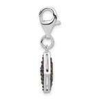 Sterling Silver CZ & Enameled Diamond Shaped w/Lobster Clasp Charm