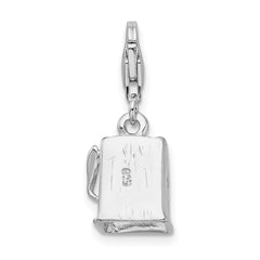 Amore La Vita Sterling Silver Rhodium-plated Polished 3-D Slot Machine Charm with Fancy Lobster Clasp