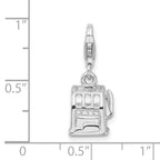 Amore La Vita Sterling Silver Rhodium-plated Polished 3-D Slot Machine Charm with Fancy Lobster Clasp