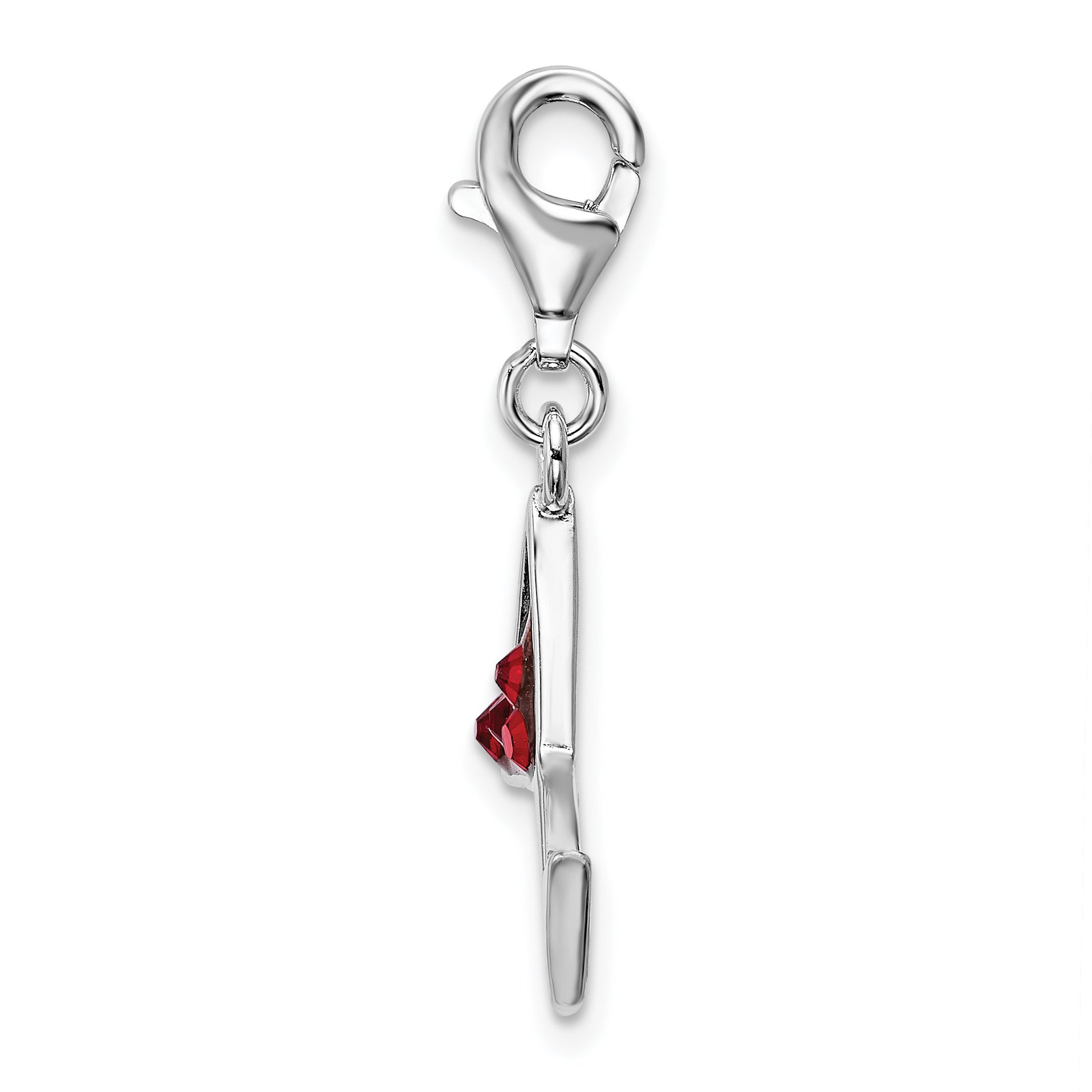 Red Crystal Martini Glass Charm in Sterling Silver Secondary image