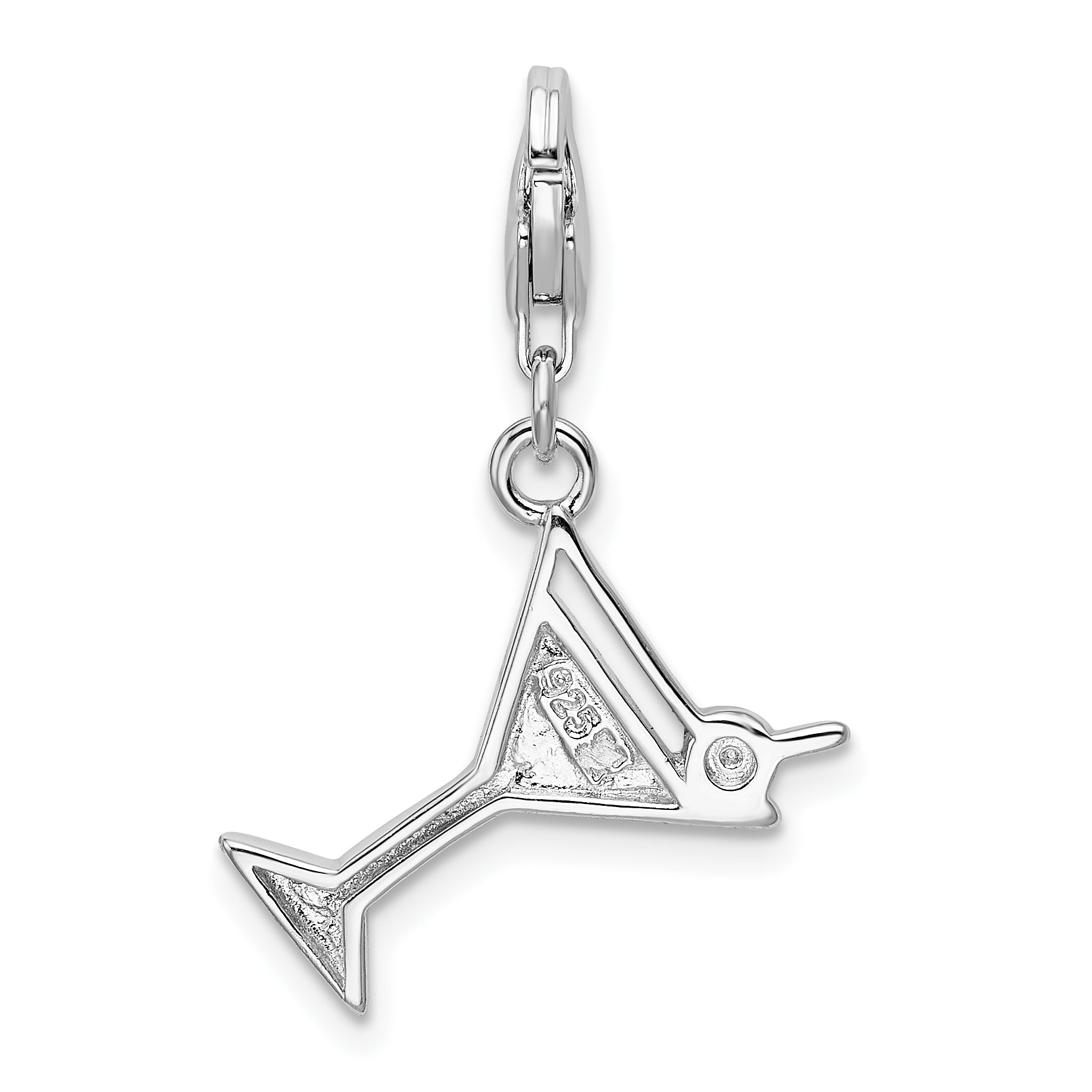 Red Crystal Martini Glass Charm in Sterling Silver