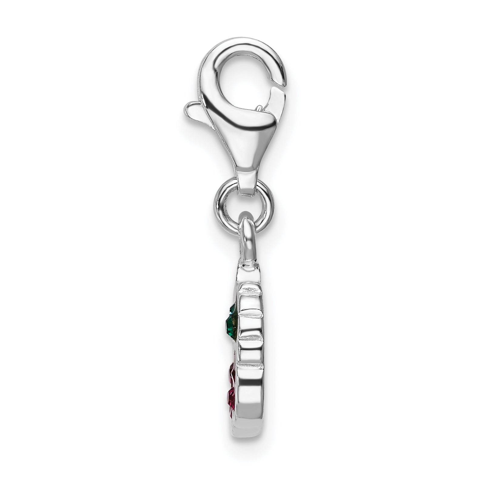 Sterling Silver RH Swarovski Crystals Cherries With Lobster Clasp Charm