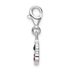 Sterling Silver RH Swarovski Crystals Cherries With Lobster Clasp Charm