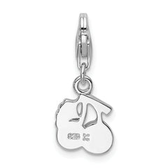 Sterling Silver RH Swarovski Crystals Cherries With Lobster Clasp Charm