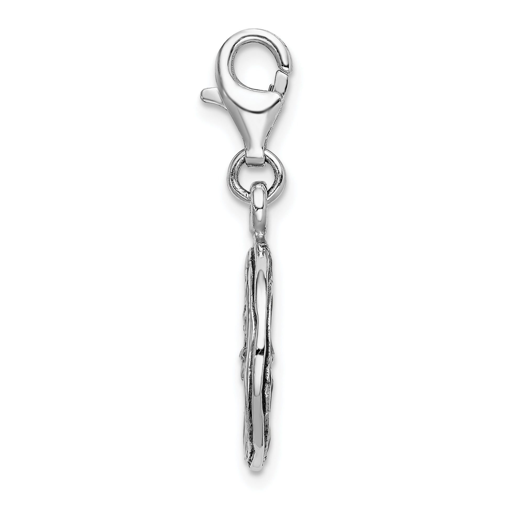 Amore La Vita Sterling Silver Rhodium-plated Polished 3-D Yellow Enameled Lemon Slice Charm with Fancy Lobster Clasp Secondary image