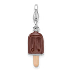 Amore La Vita Sterling Silver Rhodium-plated Polished 3-D Enameled Fudge Bar Charm with Fancy Lobster Clasp