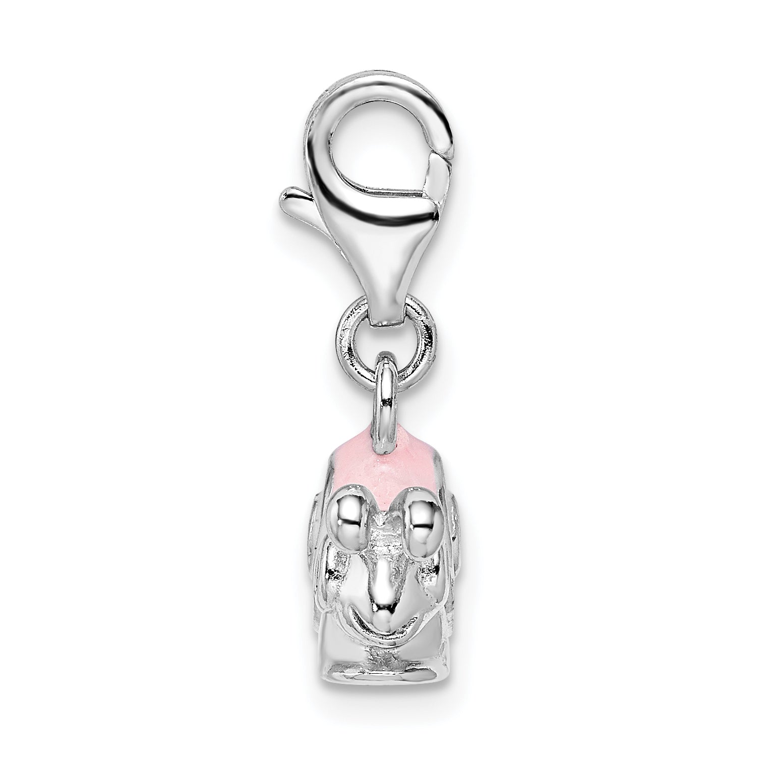 Amore La Vita Sterling Silver Rhodium-plated Polished 3-D Enameled Pink Snail Charm with Fancy Lobster Clasp Secondary image