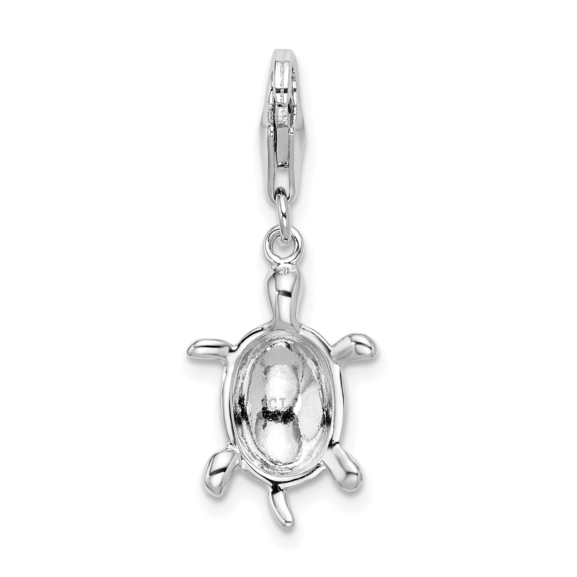 Amore La Vita Sterling Silver Rhodium-plated Polished Turtle Charm with Fancy Lobster Clasp
