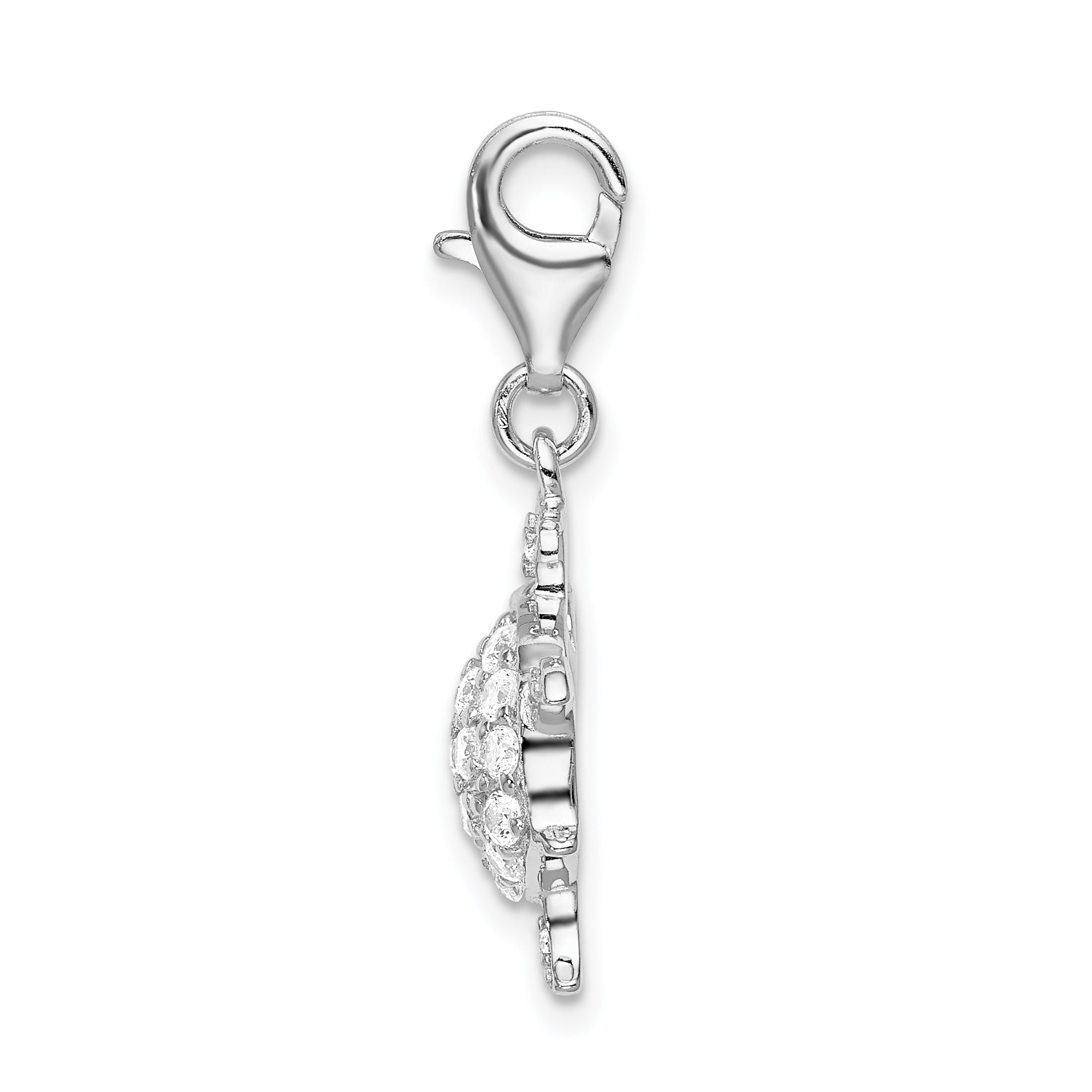 Amore La Vita Sterling Silver Rhodium-plated Polished CZ Sea Turtle Charm with Fancy Lobster Clasp Secondary image