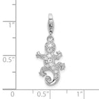 Amore La Vita Sterling Silver Rhodium-plated Polished CZ Lizard Charm with Fancy Lobster Clasp