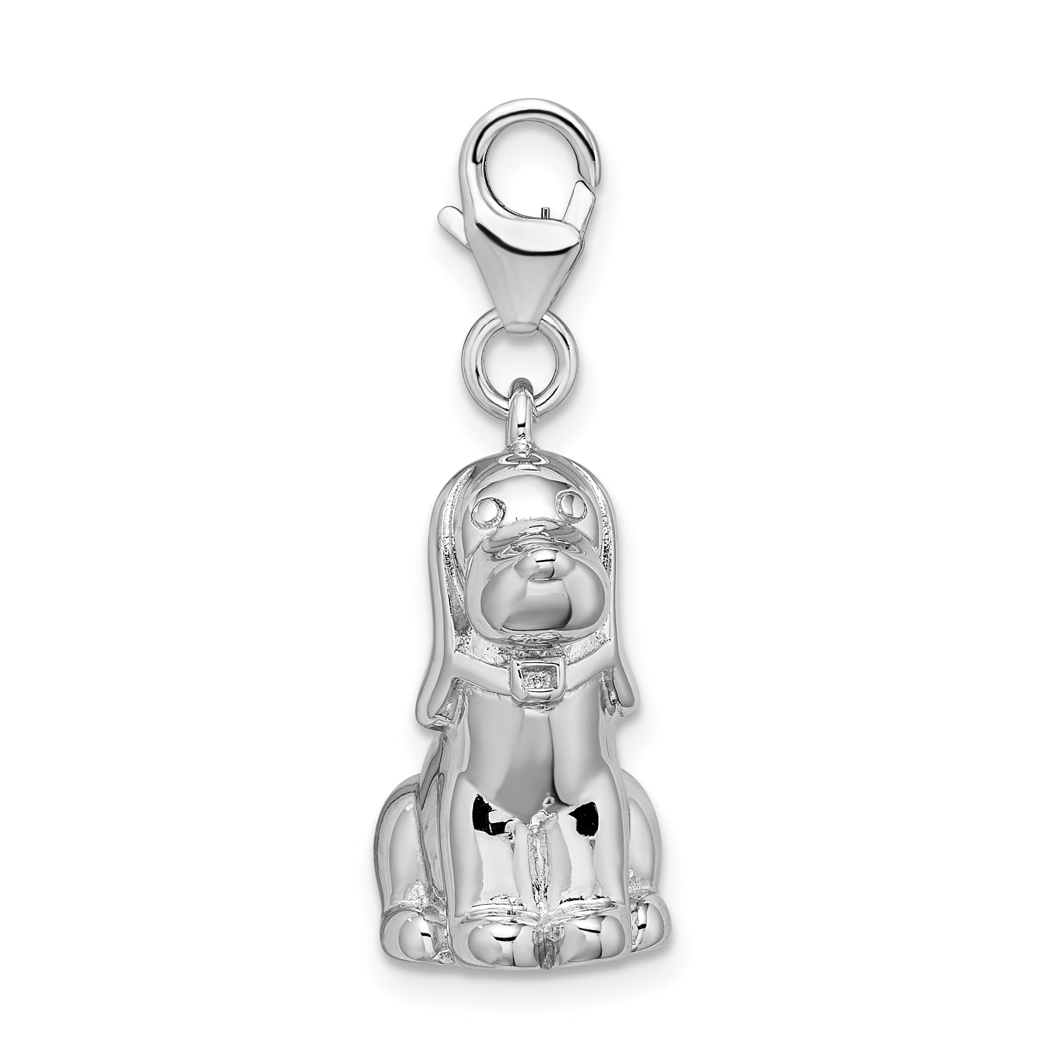 Amore La Vita Sterling Silver Rhodium-plated Polished 3-D Enameled Dog Charm with Fancy Lobster Clasp Secondary image
