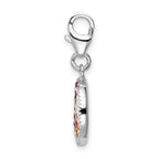 Amore La Vita Sterling Silver Rhodium-plated Polished Pink Red Blue White Yellow Crystal From Crystal Floral Pattern Disc Charm with Fancy Lobster Clasp