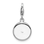 Amore La Vita Sterling Silver Rhodium-plated Polished Pink Red Blue White Yellow Crystal From Crystal Floral Pattern Disc Charm with Fancy Lobster Clasp