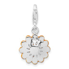 Sterling Silver Orange Enameled Flower w/Lobster Clasp Charm