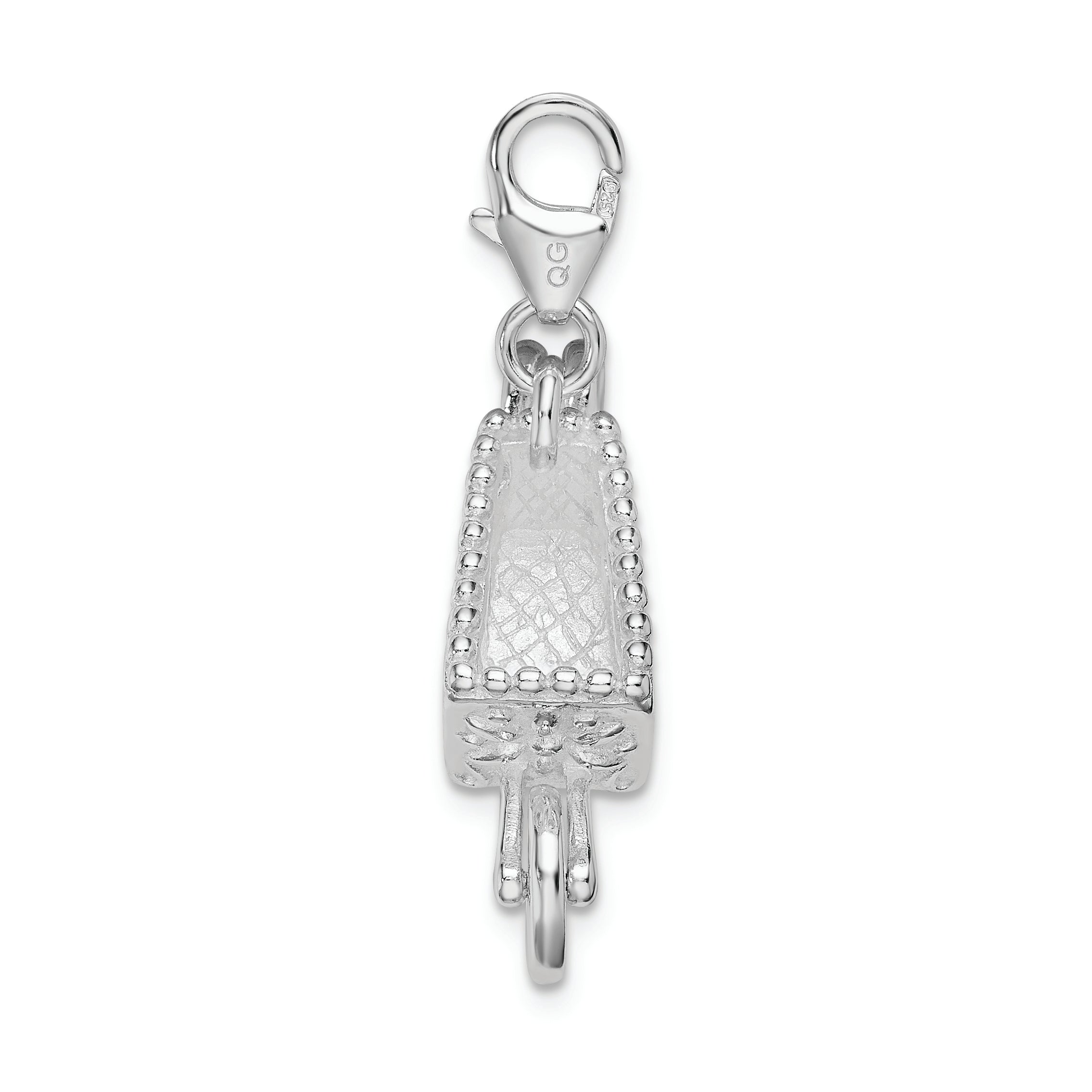 Sterling Silver RH 3-D Enameled Wheelbarrow With Lobster Clasp Charm