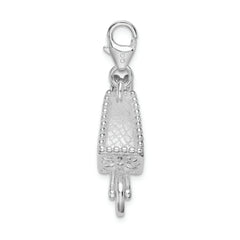 Sterling Silver RH 3-D Enameled Wheelbarrow With Lobster Clasp Charm