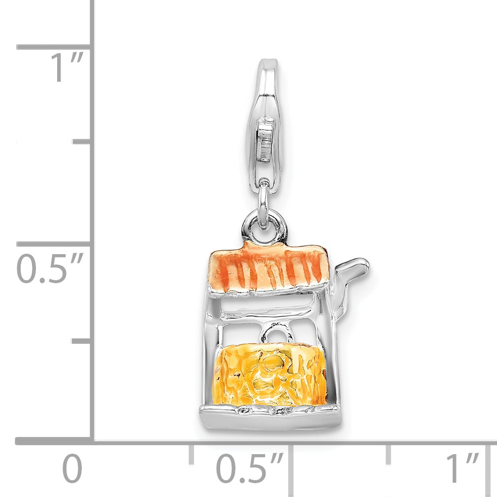 Amore La Vita Sterling Silver Rhodium-plated Polished 3-D Enameled Well Charm with Fancy Lobster Clasp