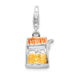Amore La Vita Sterling Silver Rhodium-plated Polished 3-D Enameled Well Charm with Fancy Lobster Clasp