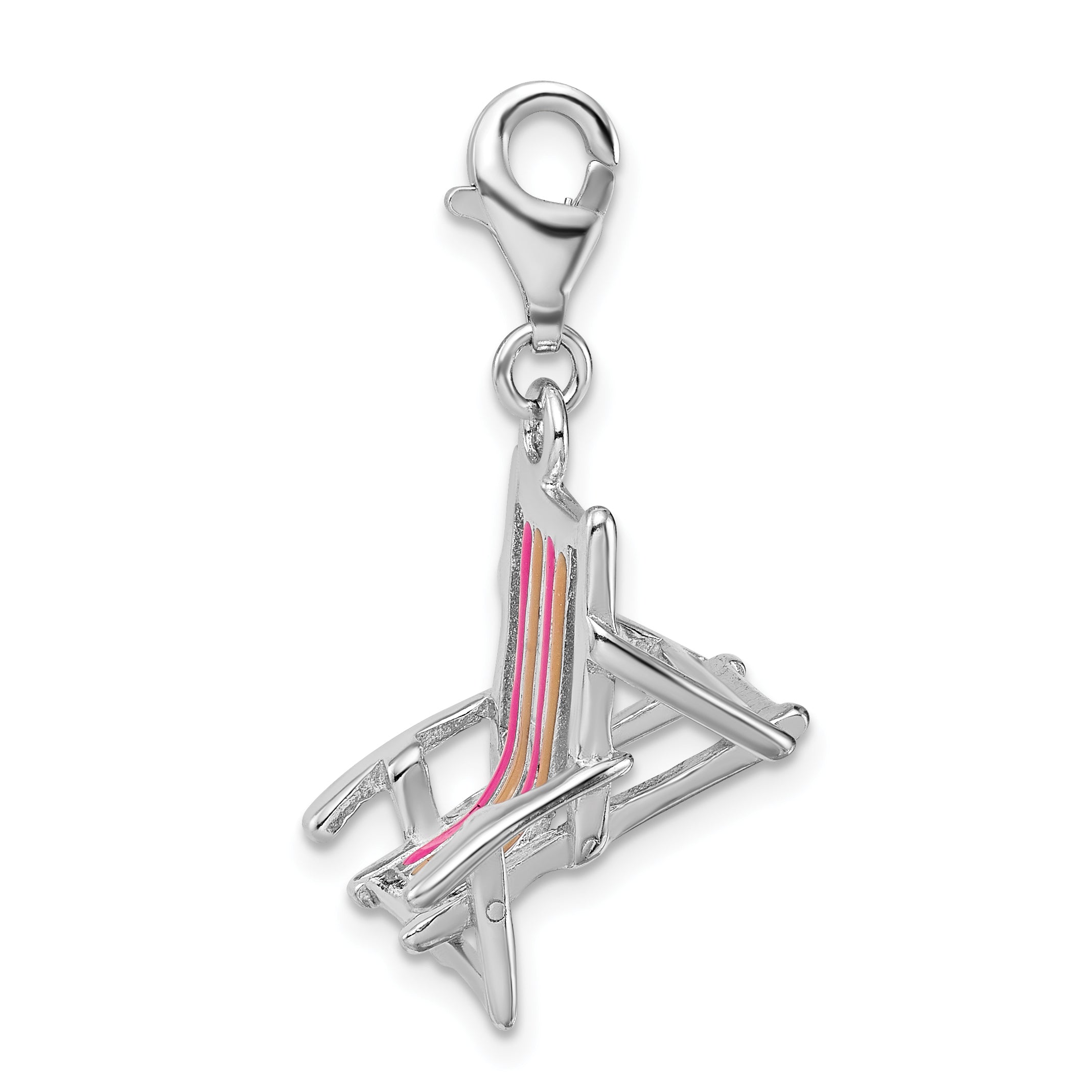 Amore La Vita Sterling Silver Rhodium-plated Polished 3-D Enameled Beach Chair Charm with Fancy Lobster Clasp Secondary image