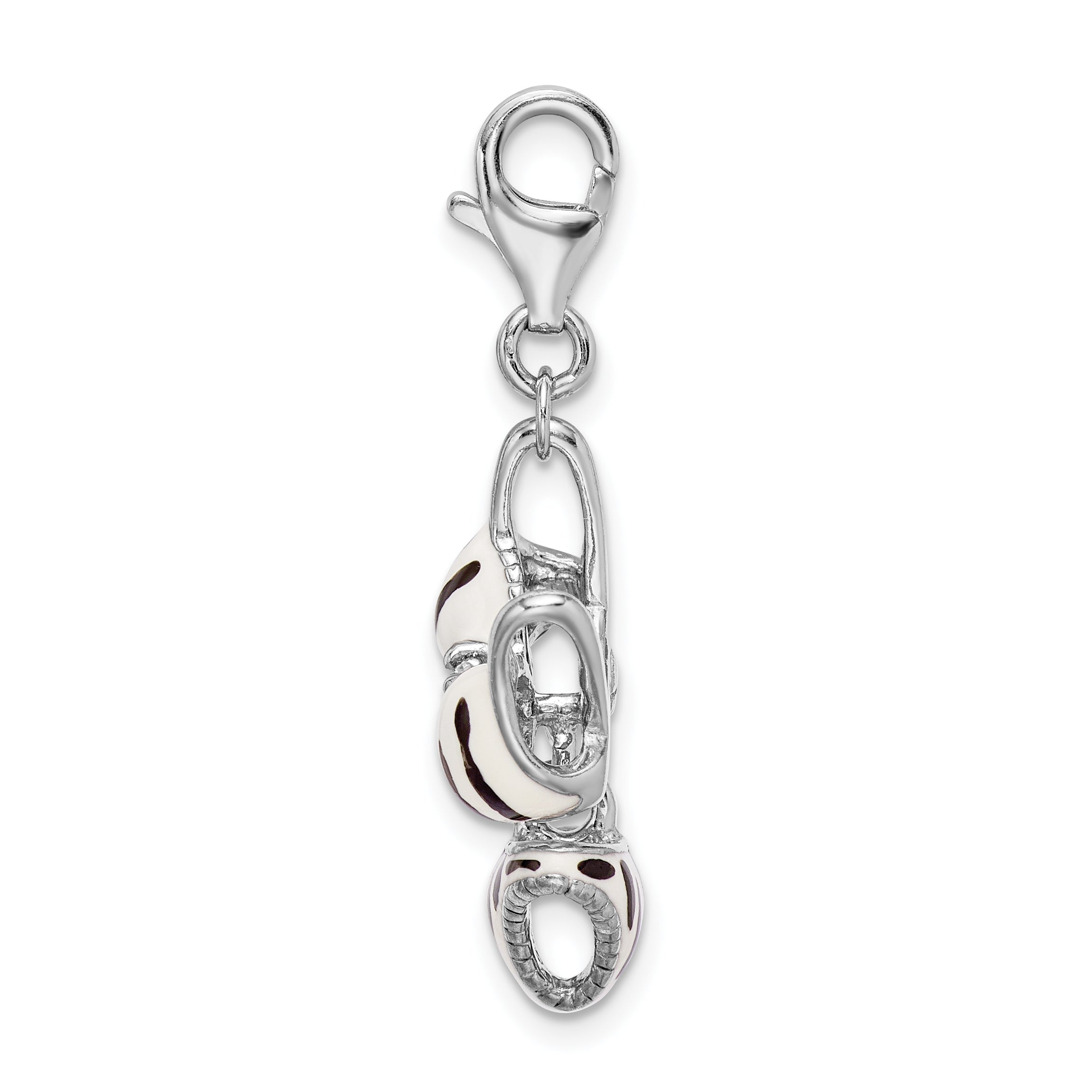 Amore La Vita Sterling Silver Rhodium-plated Polished 3-D CZ Enameled Zebra Bikini Pendant Secondary image