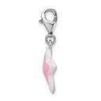 Amore La Vita Sterling Silver Rhodium-plated Enameled Pink Sparkle Starfish Charm with Fancy Lobster Clasp