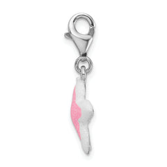 Amore La Vita Sterling Silver Rhodium-plated Enameled Pink Sparkle Starfish Charm with Fancy Lobster Clasp