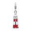 Amore La Vita Sterling Silver Rhodium-plated Polished 3-D Red Enameled Swarovski Crystal Lighthouse Charm with Fancy Lobster Clasp